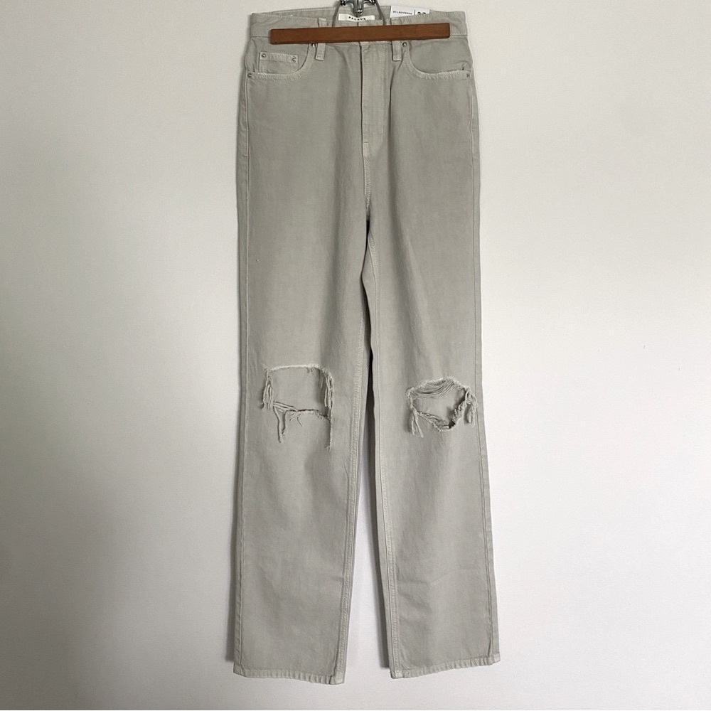 PacSun Greige 90’s Boyfriend Jeans With Distressed Knees - Picture 3 of 9